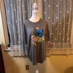 Out of Print Gray Women's Tee with Cartoon Design